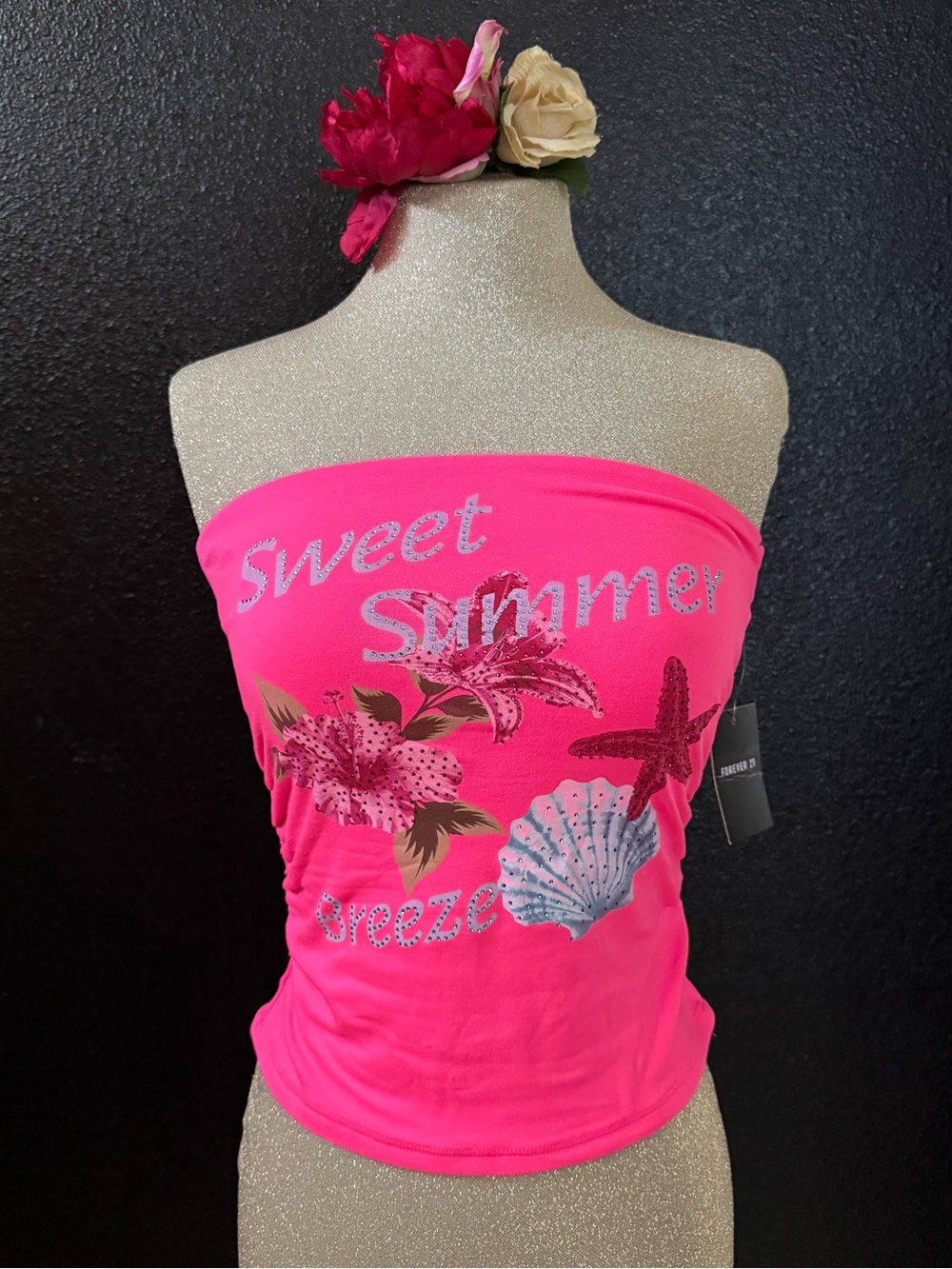 Forever 21 Hot Pink Strapless Top